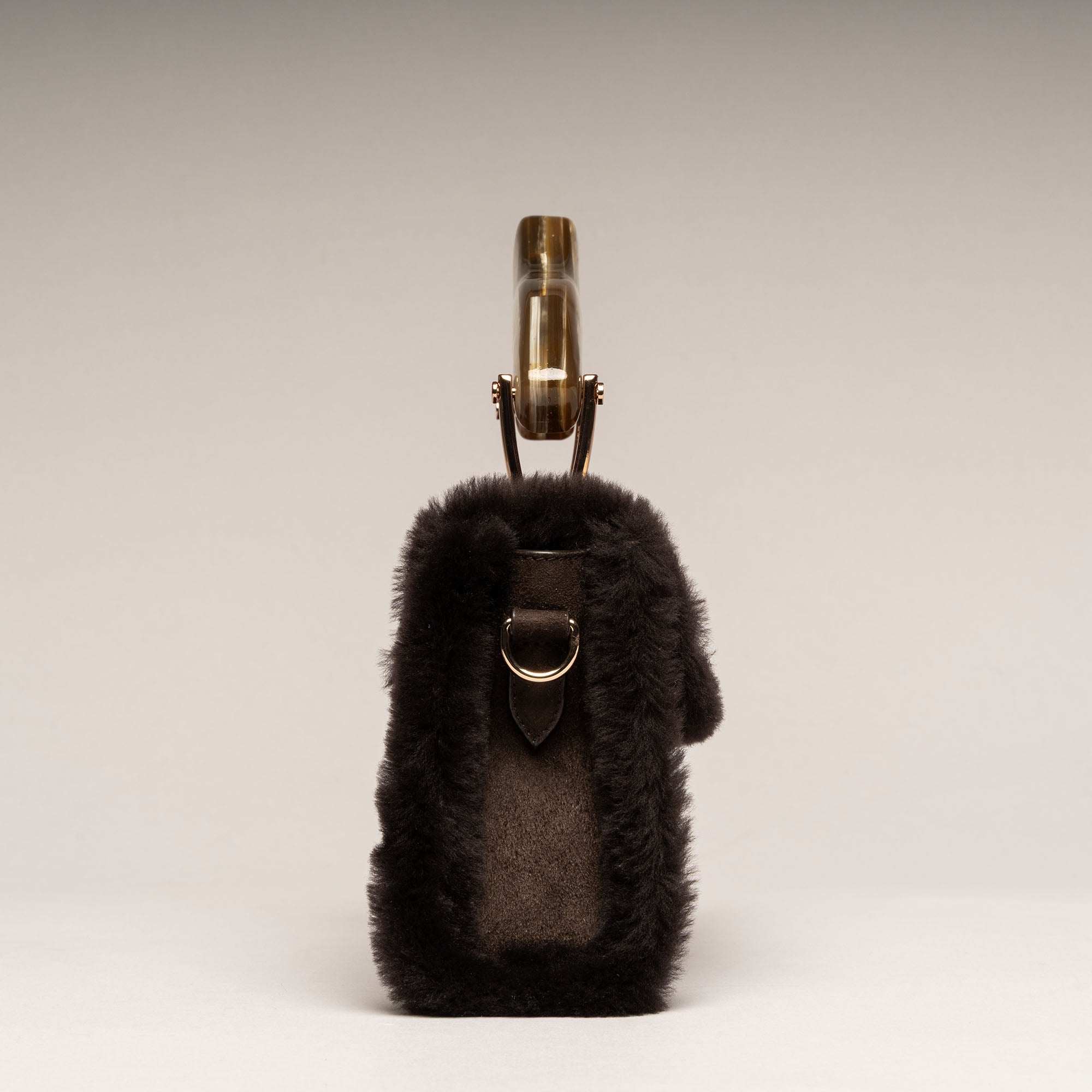 CHIONE TESTA DI MORO - Borsa in montone con manico in corno